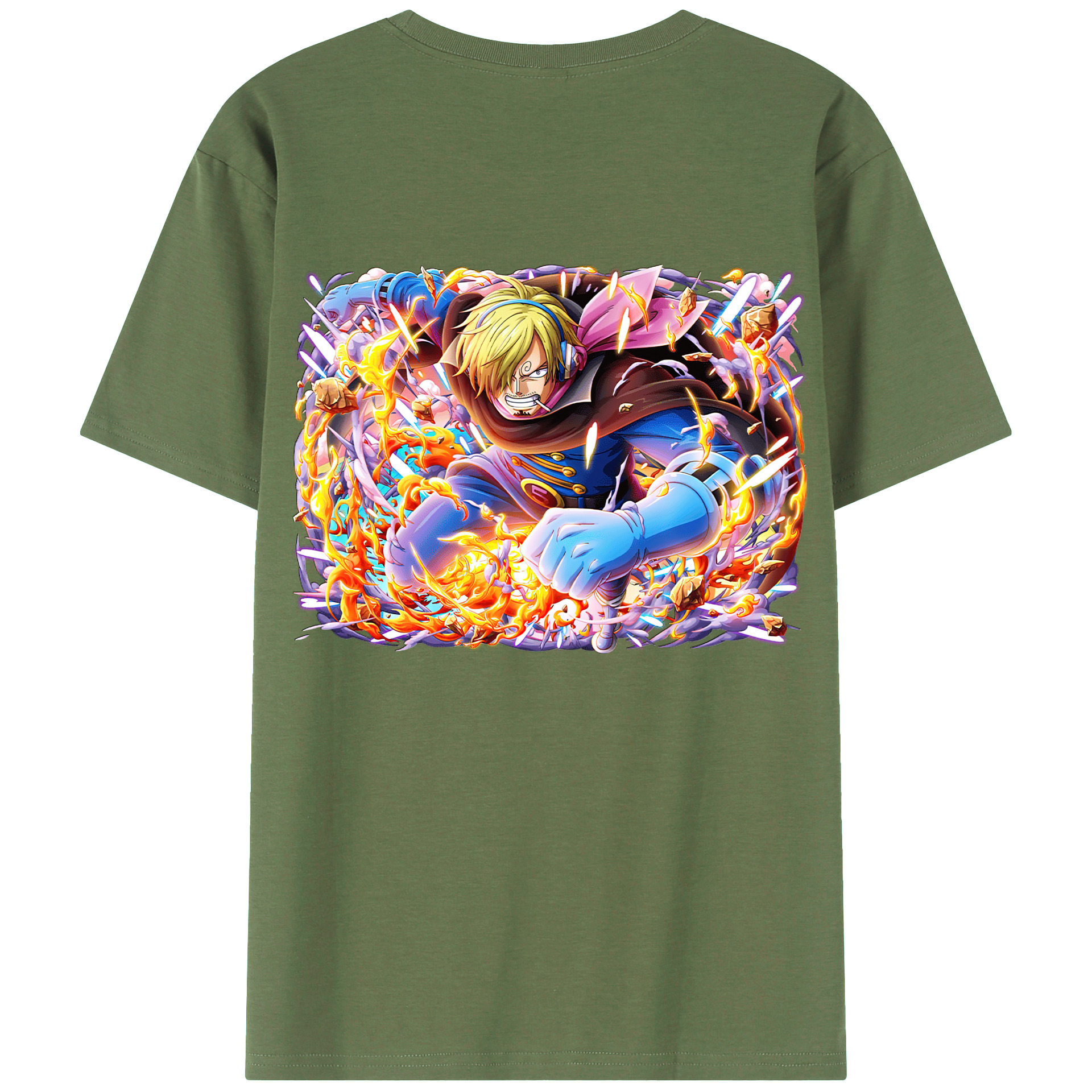 （画像用） ワンピース サンジ ONE PIECE Sanji 綿100％ メンズ半袖Tシャツ（バックプリント） 通気性
